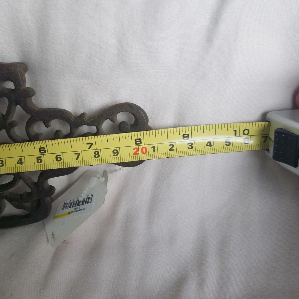 Vintage Cast Iron Trivet Ornate Floral Design Rustic Farmhouse‎ Decor
